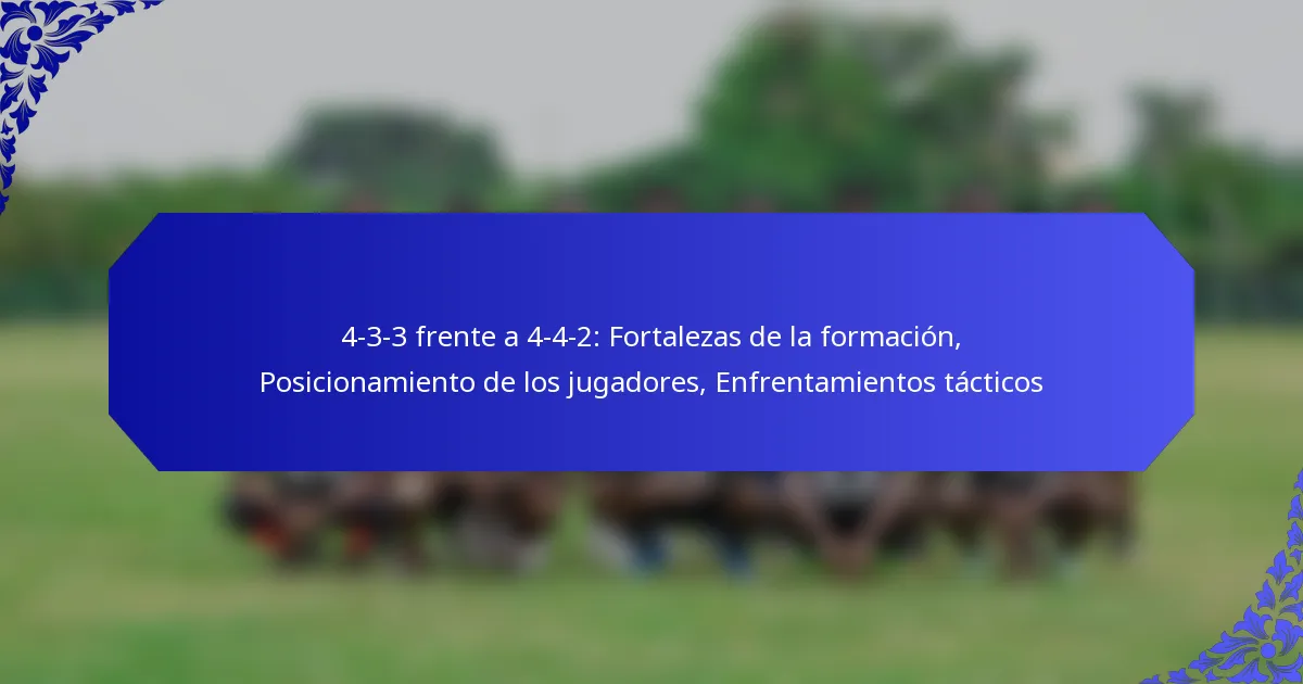 4-3-3 frente a 4-4-2: Fortalezas de la formación, Posicionamiento de los jugadores, Enfrentamientos tácticos