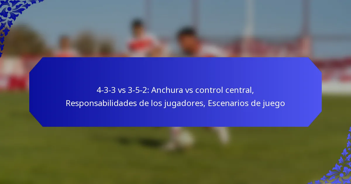 4-3-3 vs 3-5-2: Anchura vs control central, Responsabilidades de los jugadores, Escenarios de juego