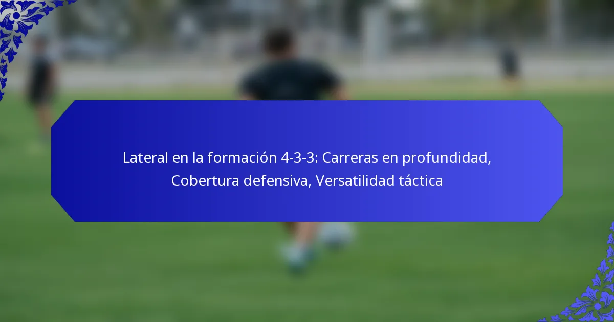 Lateral en la formación 4-3-3: Carreras en profundidad, Cobertura defensiva, Versatilidad táctica